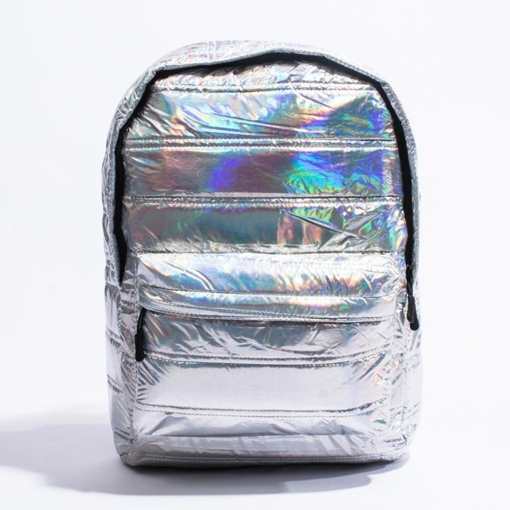 NEW Holographic silver puff backpack